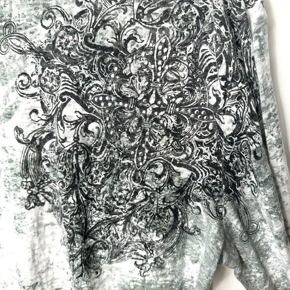 Rock & Roll Cowgirl Womens Shirt Sheer Rhinestones Geometric Long Sleeves 2XL - Picture 7 of 10